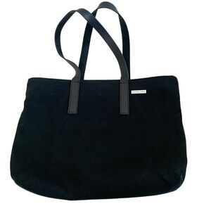 Everlane Black Canvas Tote Bag Leather Straps Work Everyday Carryall